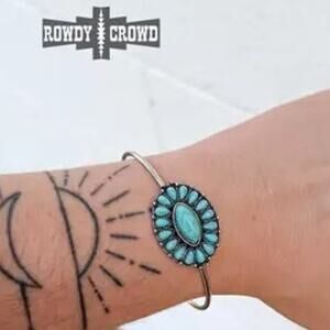 Silver Turquoise Blossom Western Cuff Bracelet